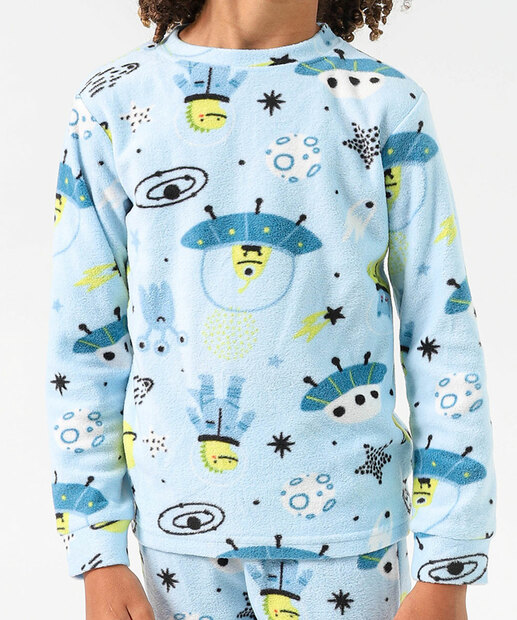Pijama Infantil Astronauta Marisa Tam 4 a 12 Azul