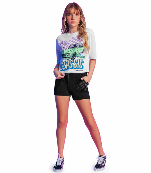 Shorts Feminino Juvenil Rovitex Teen Preto