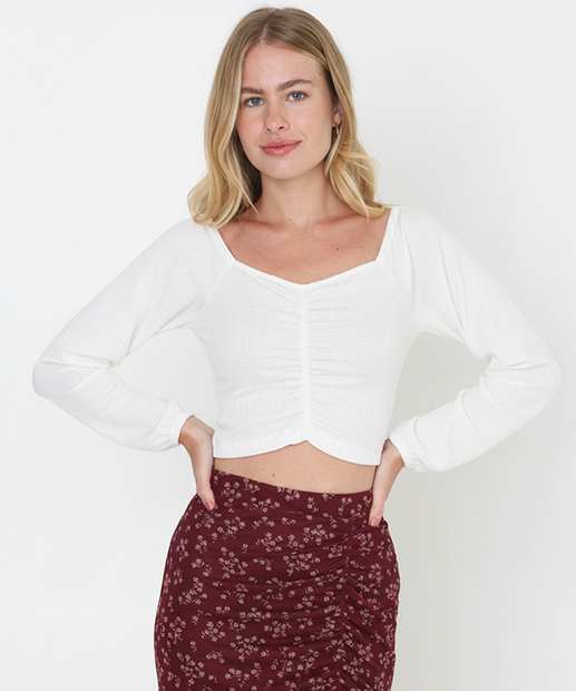 Image_ Blusa Cropped Feminina Manga Longa Marisa Branco