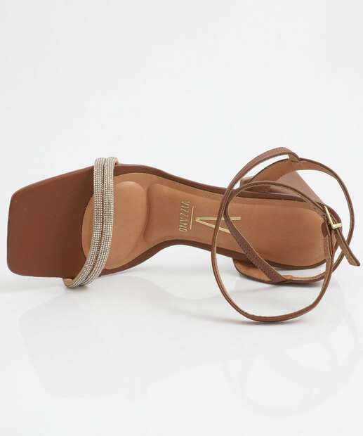 Sandália Feminina Salto Grosso Vizzano Caramelo