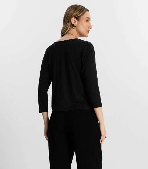 Blusa Manga 7/8 Rovitex Preto