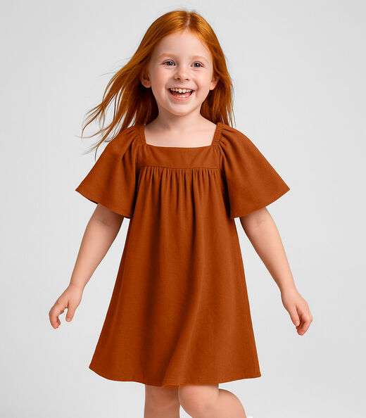 Image_Vestido Infantil em Viscose Infinita Cor Marrom