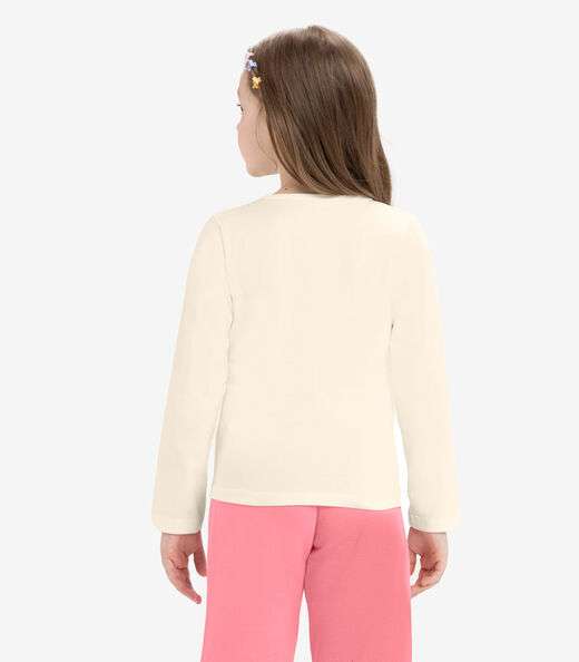 Blusa Manga Longa Infantil Feminina Rovitex Kids Bege