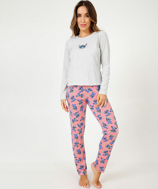 Pijama Feminino Stitch Manga Longa Disney