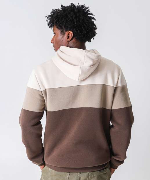 Blusão Masculino Moletom Capuz Marisa Marrom