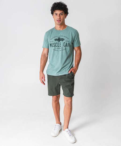 Camiseta Masculina Estampa Frontal Manga Curta