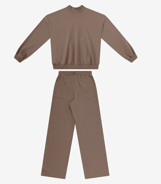 Conjunto Blusão com Calça Moletom Felpado Rovitex Marrom