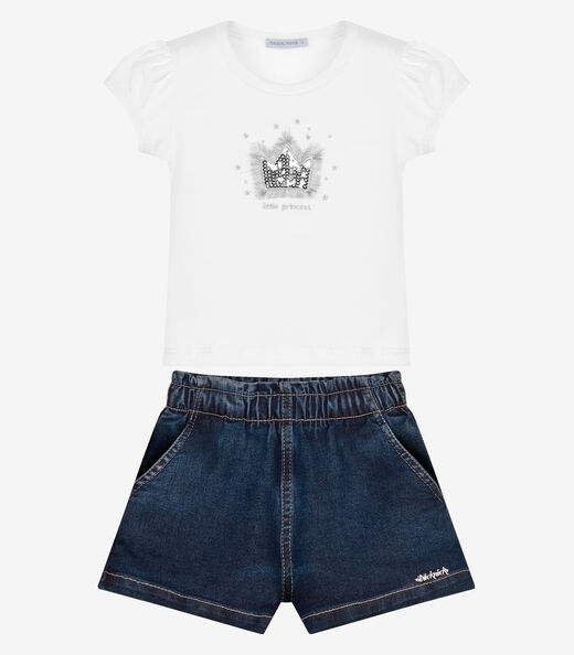 Conjunto Infantil Blusa Com Shorts Trick Nick Branco