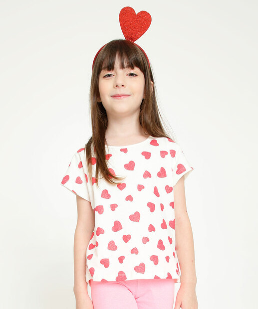 Camiseta Infantil Coração Brinde Marisa Tam 4 a 10