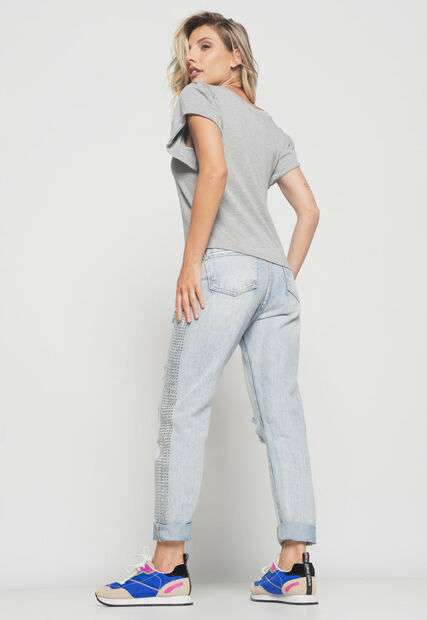 Blusa  Princesa Com Detalhe Assimétrico Malha Mescla