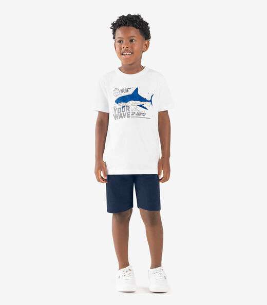 Conjunto Infantil Camiseta Com Bermuda Rovi kids Branco