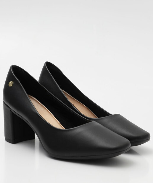 Scarpin Feminino Salto Grosso Via Uno Preto