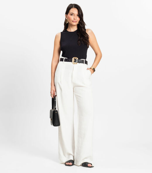 Regata Feminina Ribana Canelada Rovitex Preto