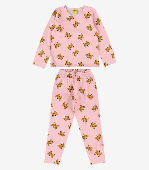 Pijama meia malha Rovi Kids Rosa