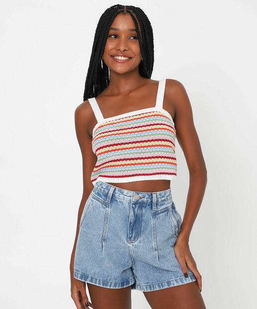 Image_Blusa Cropped Feminina Tricô Listrado Marisa Off White