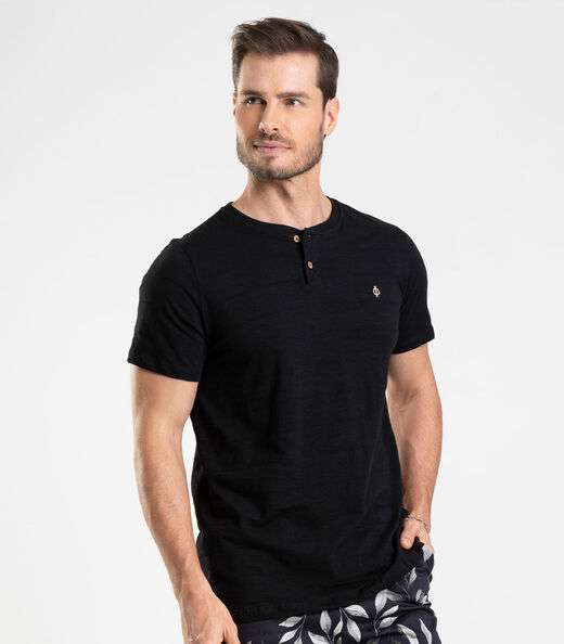 Camiseta Meia Malha Flamê Masculina Diametro Preto