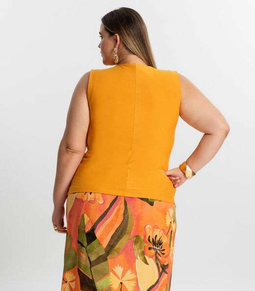 Regata Feminina Plus Size Secret Glam Amarelo