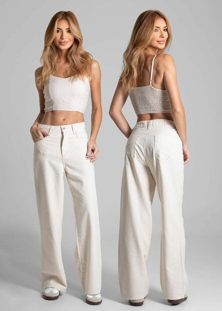 Calça Jeans Sawary Wide Leg Petit - 282246