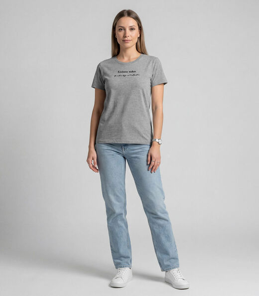Blusa Feminina Manga Curta Infinita Cor Cinza