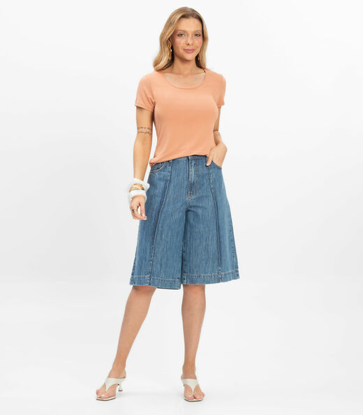 Blusa Feminina Viscotorcion Básica Rovitex Marrom