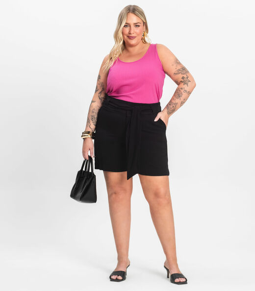 Regata Plus Size Em Ribana Canelada Secret Glam Rosa