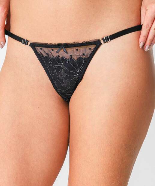 Calcinha String Fio Dental Lurex Marisa Preto
