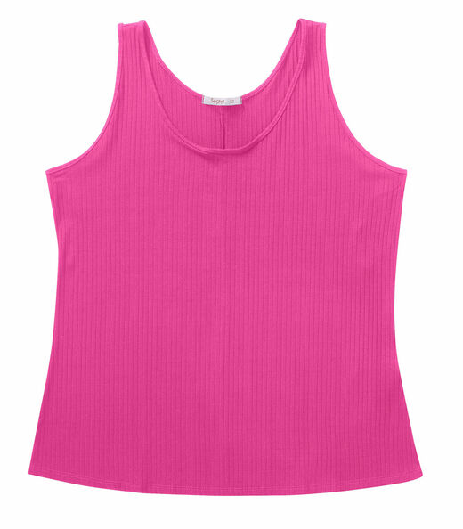 Regata Plus Size Em Ribana Canelada Secret Glam Rosa