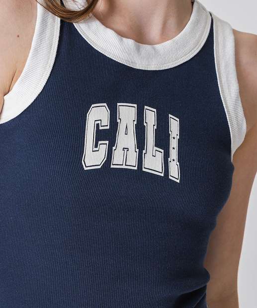 Blusa Juvenil Regata Canelado Marisa Tam 10 a 16 Azul