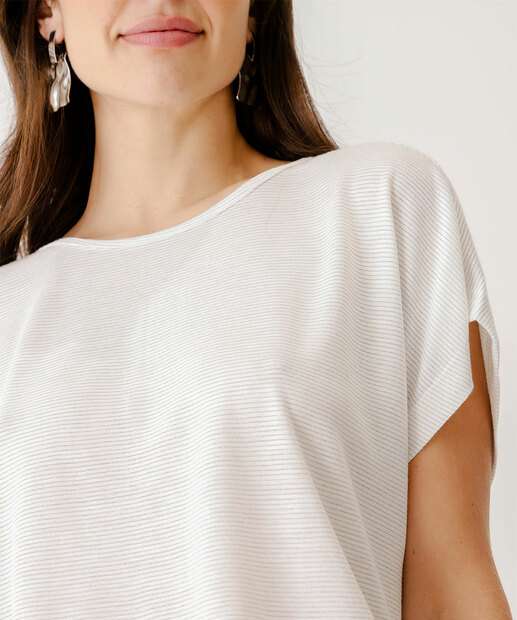 Blusa Feminina Brilho Lurex Manga Curta Marisa
