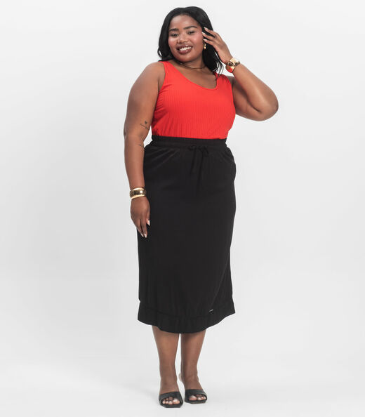 Regata Plus Size Em Ribana Canelada Secret Glam Laranja