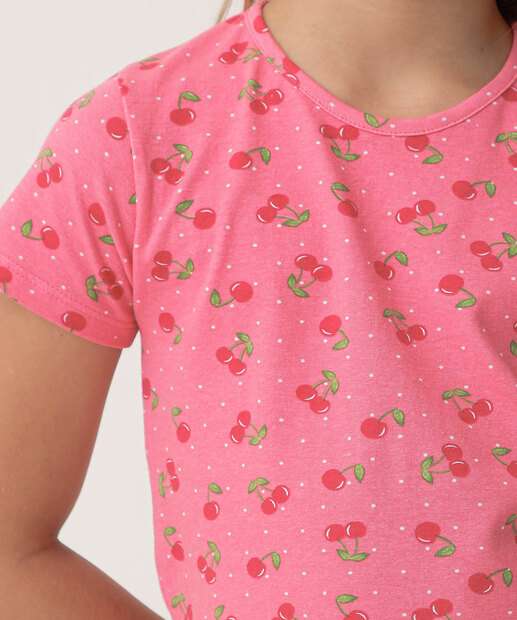 Conjunto Infantil Estampa Cerejas Marisa Tam 4 a 10