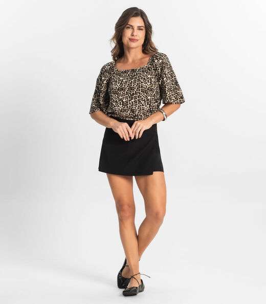 Blusa Feminina Manga Curta Select Bege