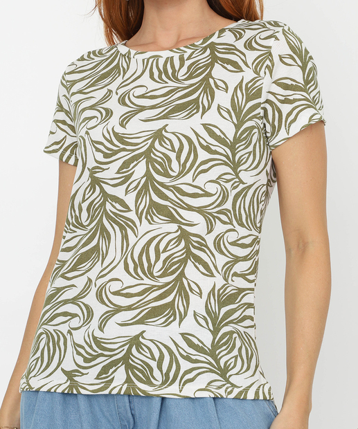 Blusa Feminina Canelada Estampada Marisa Verde
