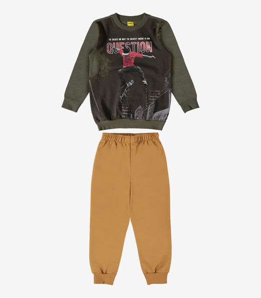 Conjunto Infantil Blusão Com Calça Rovi Kids Verde