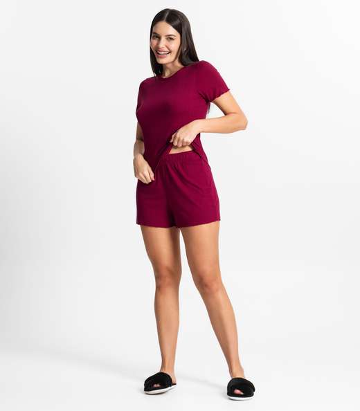 Pijama Feminino Canelado Select Vermelho