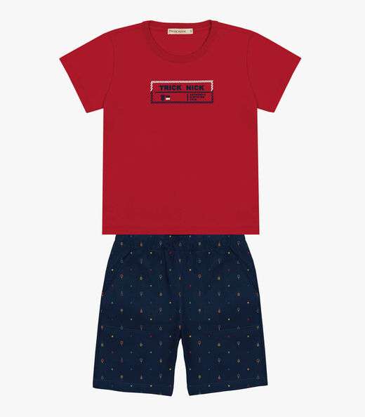 Conjunto Infantil Camiseta Com Bermuda Trick Nick Azul