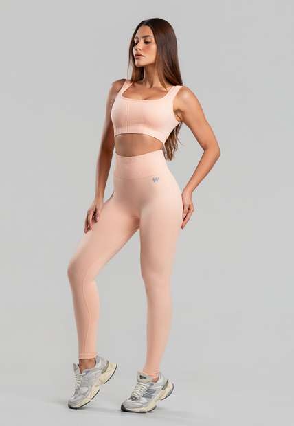 Image_Conjunto Fitness sem Costura Top e Legging em Poliamida Salmão Wemood