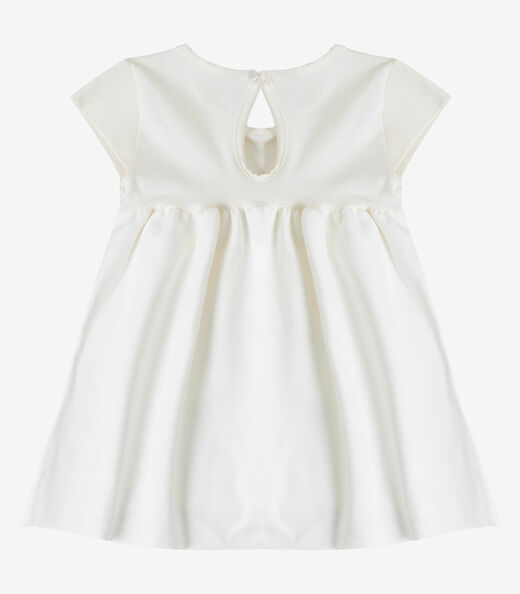 Vestido Infantil Manga Curta Em Cotton Select Bege
