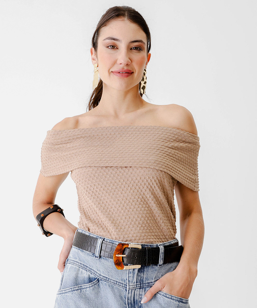 Image_Blusa Feminina Textura Ombro a Ombro Marisa Bege