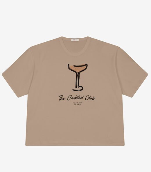 Camiseta Plus Size em Meia Malha Secret Glam Marrom