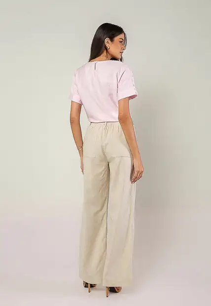 Blusa Alfaiataria Com Botões Na Manga Rosa Salvatore