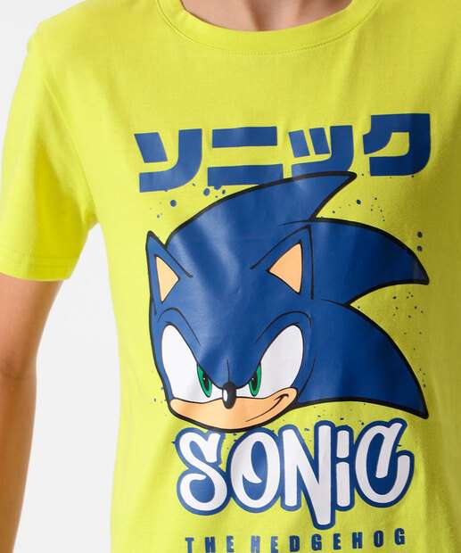 Camiseta Juvenil Estampada Sonic Tam 10 a 16