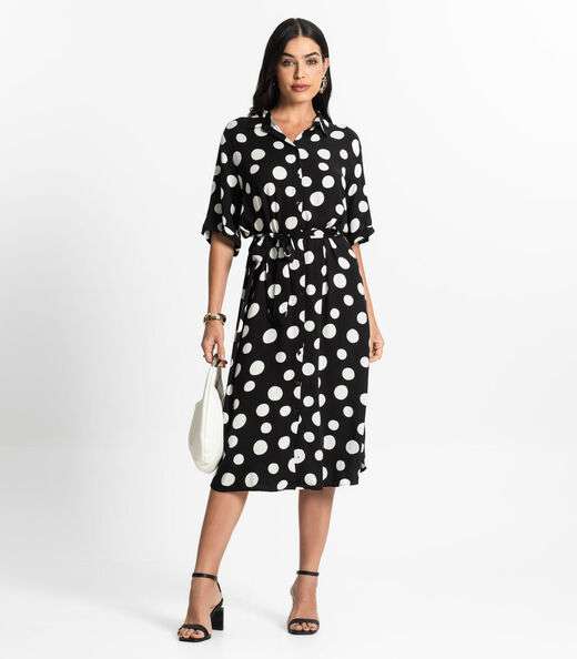 Vestido Chemise Feminino Viscose Select Preto