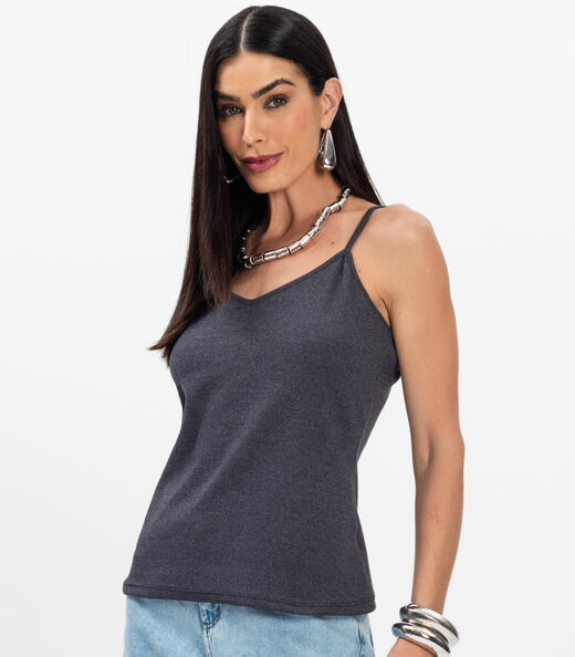 Blusa de Alça Infinita Cor Cinza