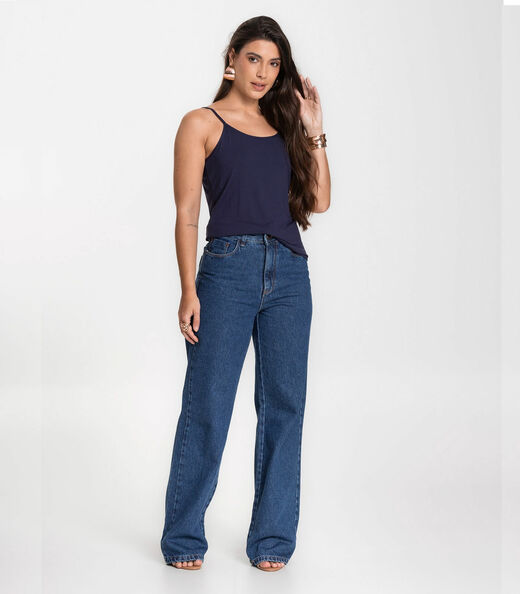 Blusa Feminina de Alças Básica Rovitex Azul