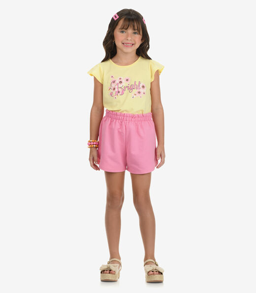 Conjunto Blusa com Shorts Menina Rovi Kids Amarelo