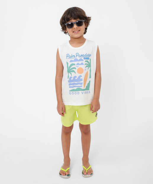 Regata Infantil Estampa MR Tam 4 a 10 Off White