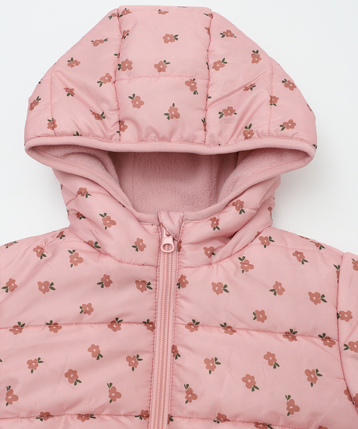 Jaqueta Infantil Puffer Estampa Flores Tam 1 a 3 Marisa Rosa