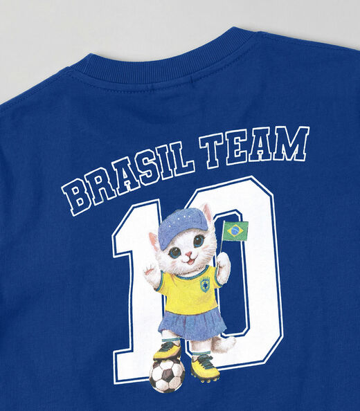 Blusa Feminina Infantil Brasil Rovitex Kids Azul