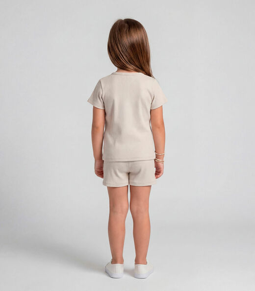 Conjunto Infantil Feminino Blusa e Short Select Bege